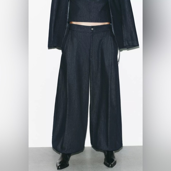 ZARA TRF DENIM BOMBAH PANTS - Picture 3 of 9